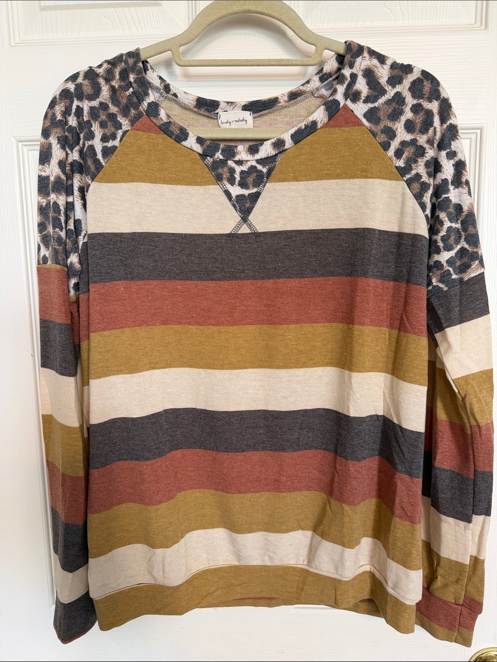 Striped Raglan Top in Mustard Multi (0015)